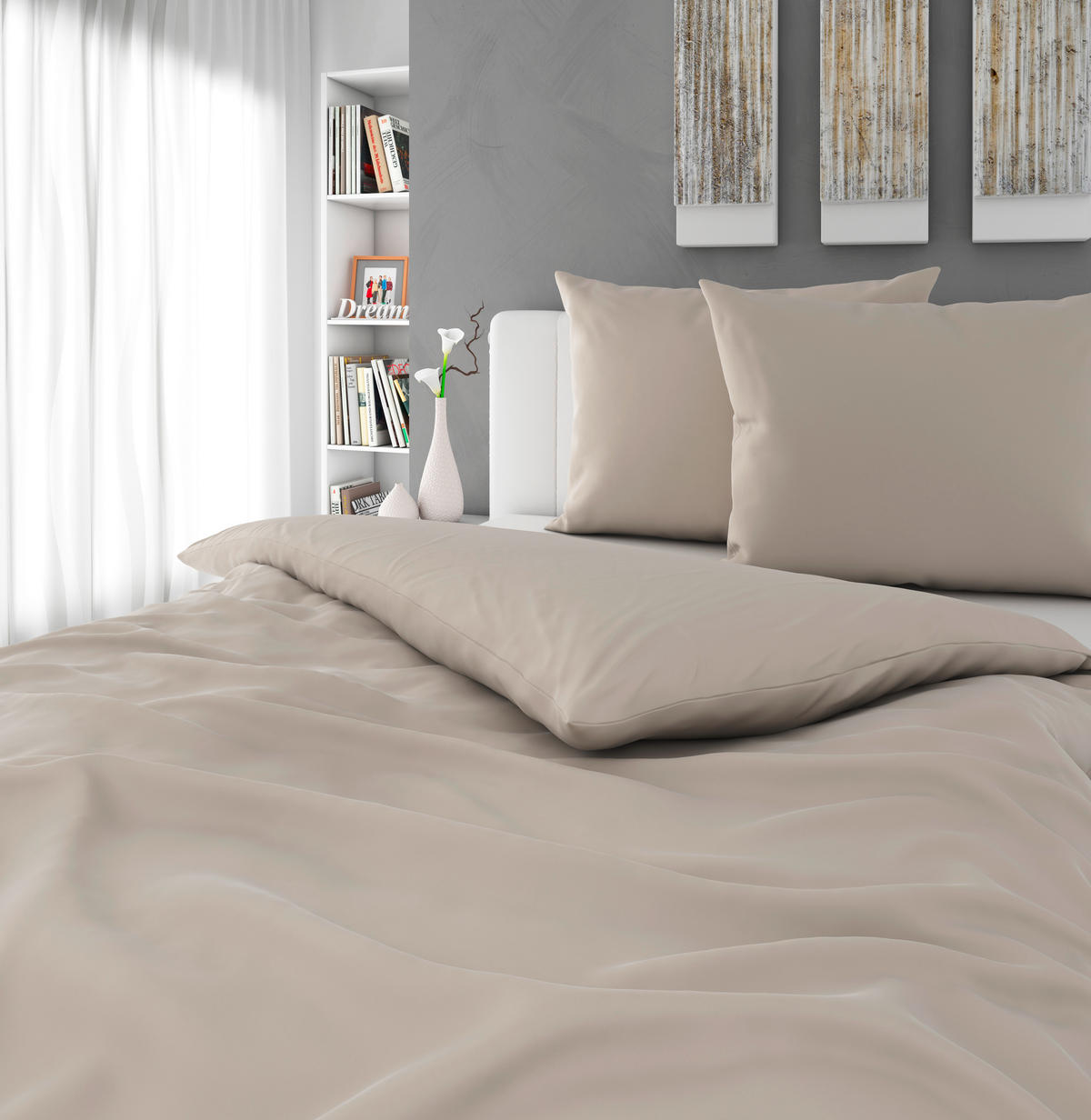 POVLEČENÍ, satén, béžová, 200/220 cm - béžová, Basics, textil (200/220cm) - Novel