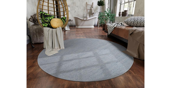 HANDWEBTEPPICH 150/150 cm Helsinki Blau, Grau  - Blau/Grau, Basics, Textil (150/150cm) - Linea Natura