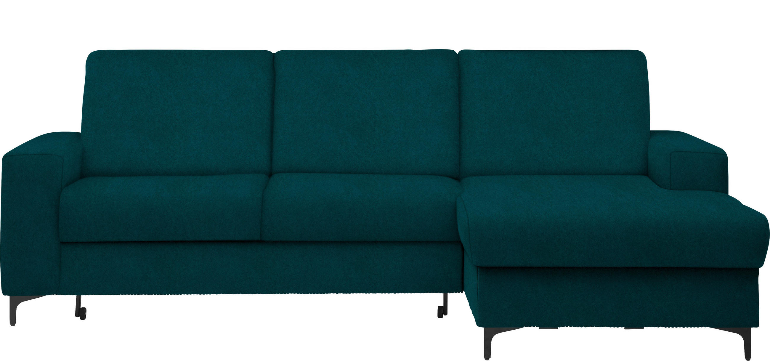 ECKSOFA  in Velours Petrol  - Petrol/Schwarz, KONVENTIONELL, Textil/Metall (247/167cm) - Stylife