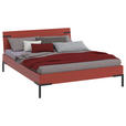 BETT 160/200 cm,  in Koralle  - Koralle/Schwarz, Design, Metall (160/200cm) - Xora