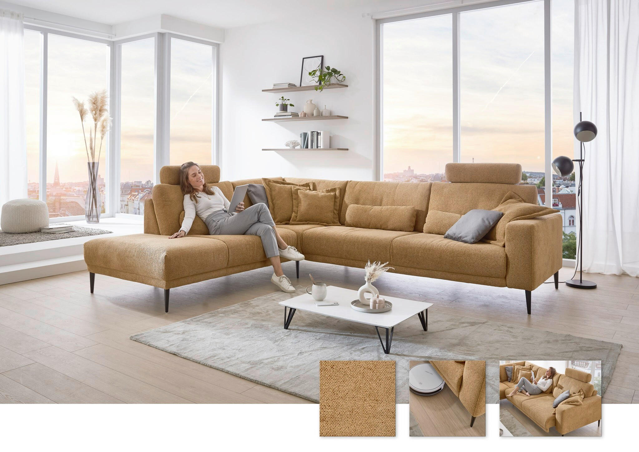 SEDEŽNA GARNITURA, šenilja  - Moderno, tekstil (303/254cm) - Dieter Knoll