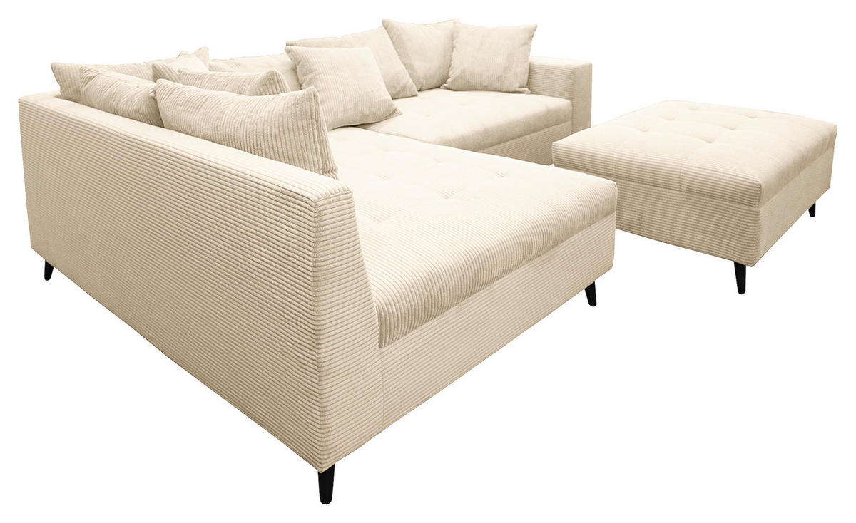 KUTNA GARNITURA tekstil  krem   - crna/krem, Design, tekstil/drvo (174/247cm) - MID.YOU
