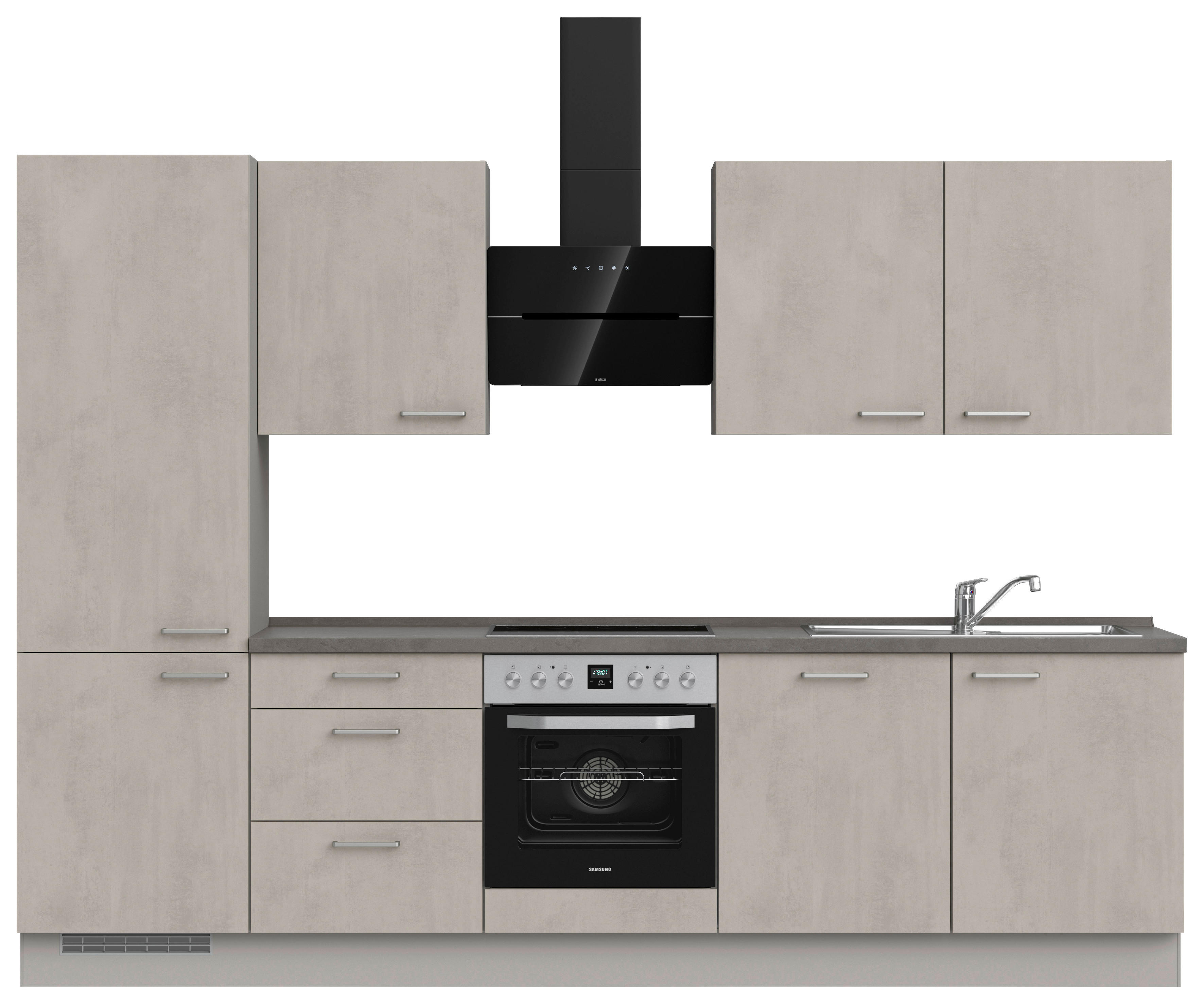 KÜCHENLEERBLOCK 300 cm   in Grau, Schieferfarben, Hellgrau  - Schieferfarben/Edelstahlfarben, MODERN, Holzwerkstoff/Metall (300cm) - Nobilia