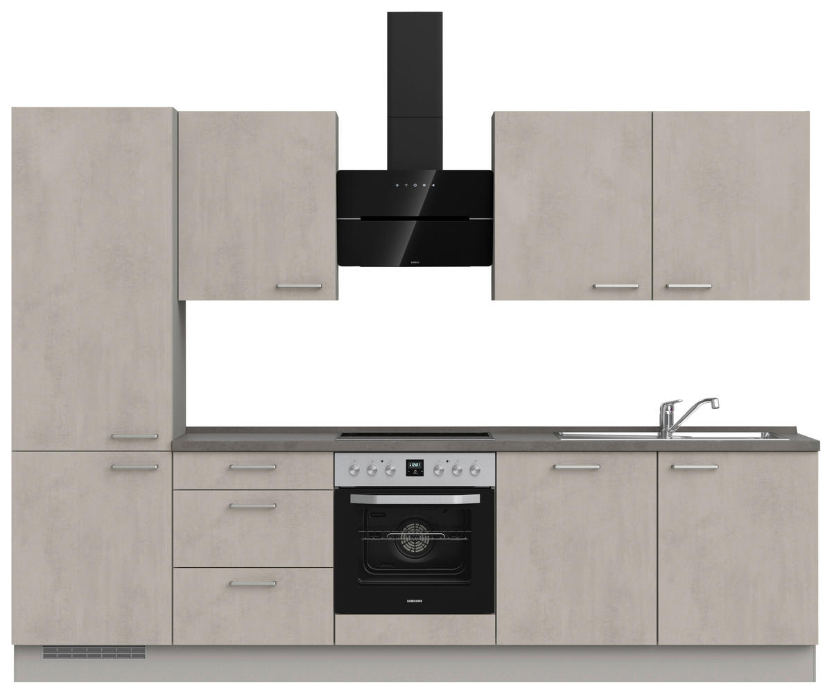 KÜCHENLEERBLOCK 300 cm   in Grau, Schieferfarben, Hellgrau  - Schieferfarben/Edelstahlfarben, MODERN, Holzwerkstoff/Metall (300cm) - Nobilia