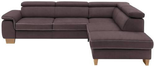 ECKSOFA in Mikrofaser Dunkelbraun  - Eichefarben/Dunkelbraun, Natur, Holz/Textil (273/226cm) - Beldomo System