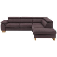 ECKSOFA in Mikrofaser Dunkelbraun  - Eichefarben/Dunkelbraun, Natur, Holz/Textil (273/226cm) - Beldomo System