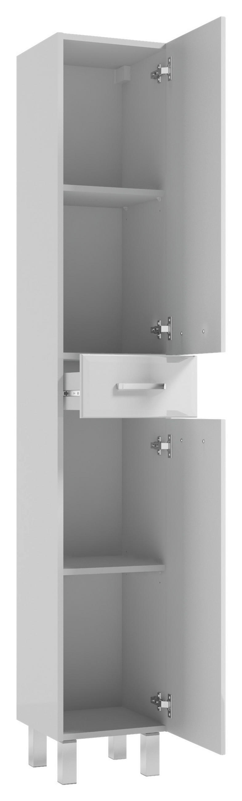 HOCHSCHRANK 32,5/193,5/33 cm  - Chromfarben/Weiß, MODERN, Holzwerkstoff/Metall (32,5/193,5/33cm) - MID.YOU