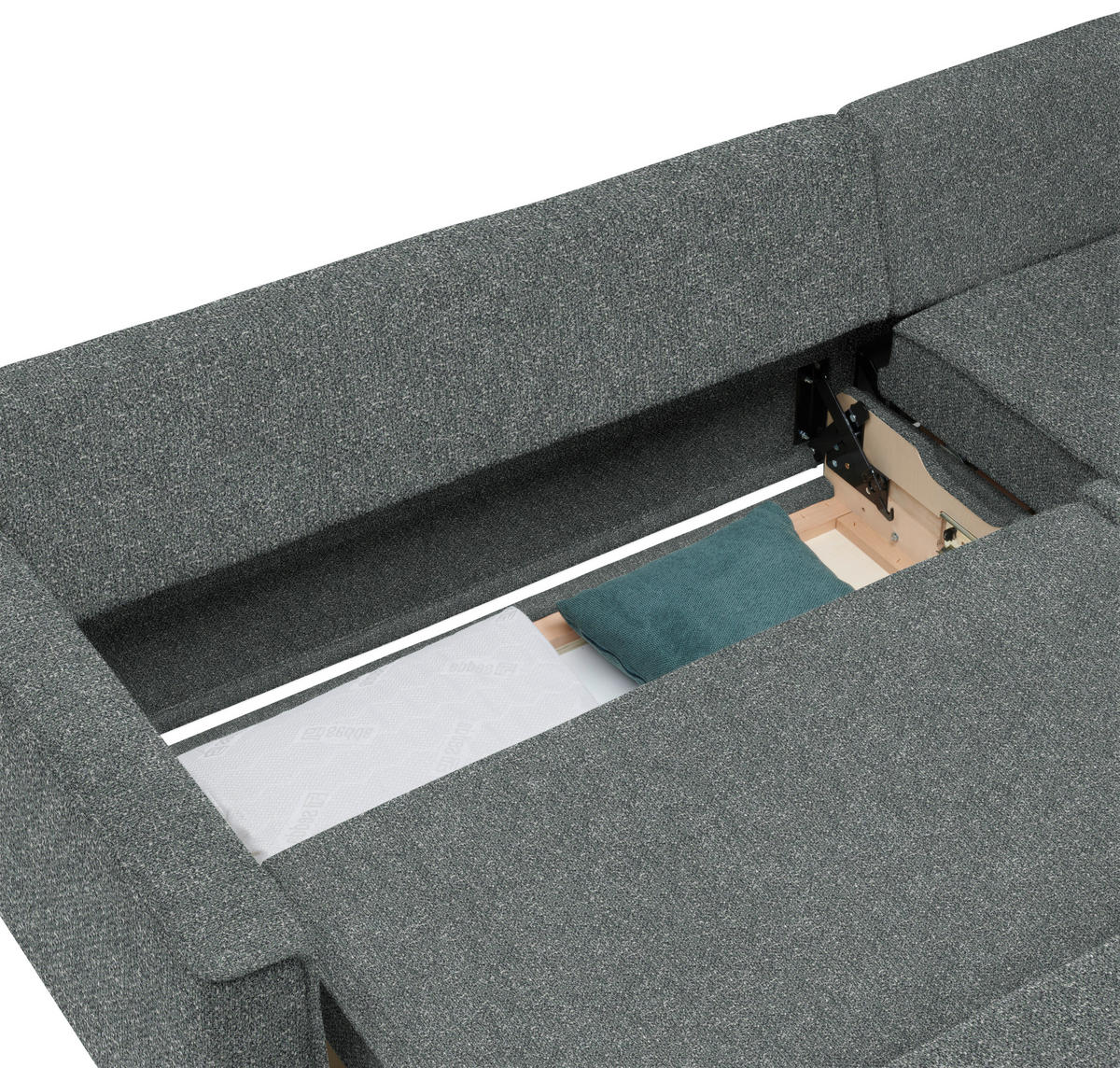 ECKSOFA  in Mikrovelours Graugrün  237/170 cm  - Eichefarben/Graugrün, KONVENTIONELL, Holz/Textil (237/170cm) - Sedda