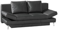 SCHLAFSOFA Echtleder Schwarz  - Chromfarben/Schwarz, KONVENTIONELL, Leder/Metall (200/85/90cm) - Novel