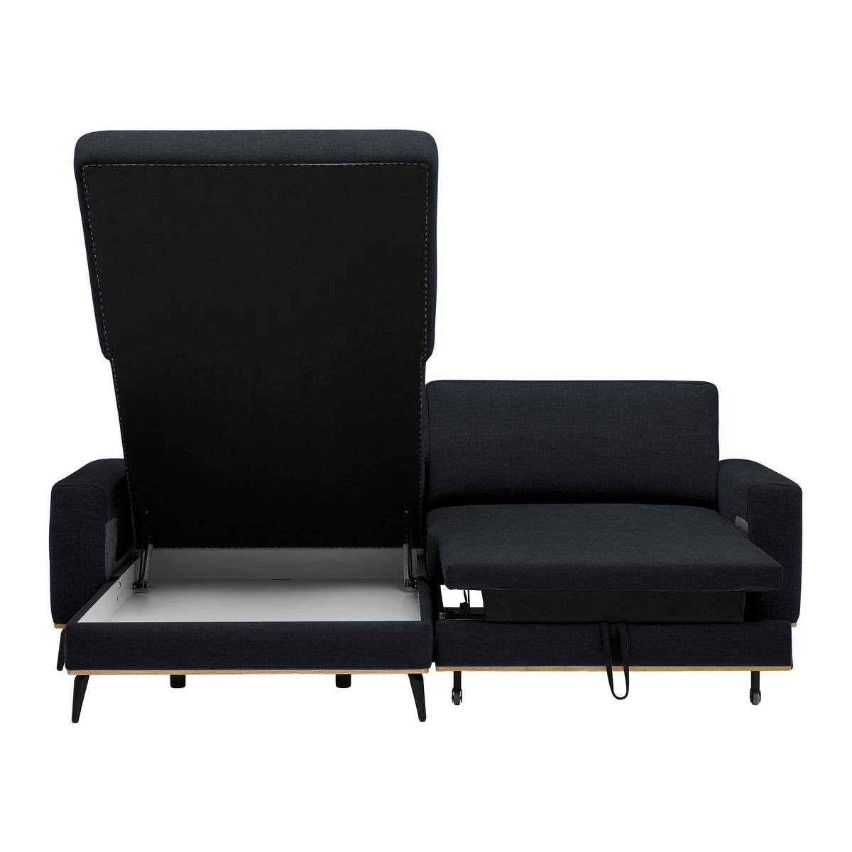 ECKSOFA in Chenille Schwarz  - Schwarz, Konventionell, Holz/Textil (167/234cm) - MID.YOU
