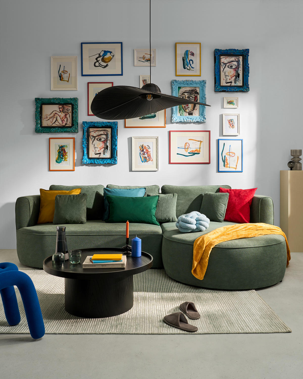 ECKSOFA in Webstoff Grün  - Schwarz/Grün, Modern, Kunststoff/Textil (284/183cm) - Welnova