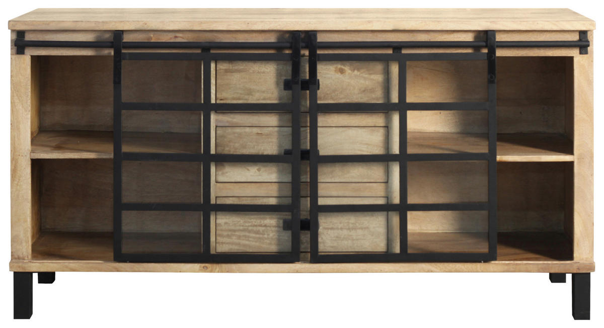 SIDEBOARD 175/90/42 cm  - Graubraun/Schwarz, LIFESTYLE, Glas/Holz (175/90/42cm) - Landscape