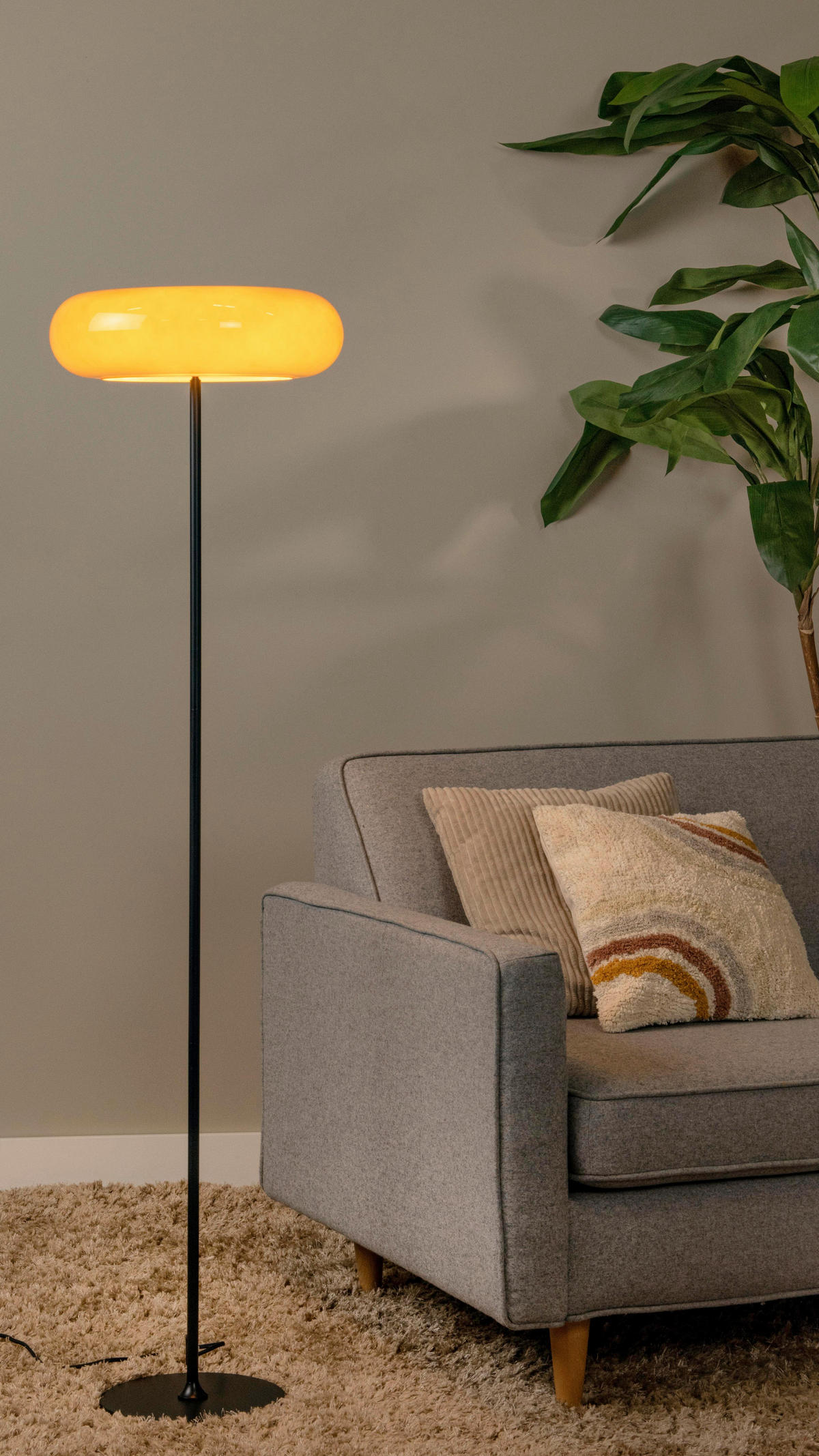 STEHLEUCHTE Sentino 40/40/150 cm   - Schwarz/Orange, KONVENTIONELL, Glas (40/40/150cm) - Lucide