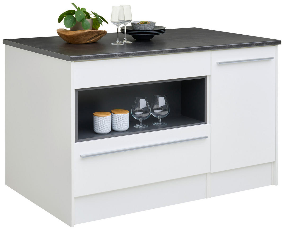 KUHINJSKI OTOK - srebrne barve/bela, Konvencionalno, umetna masa/leseni material (145/90/90cm) - MID.YOU