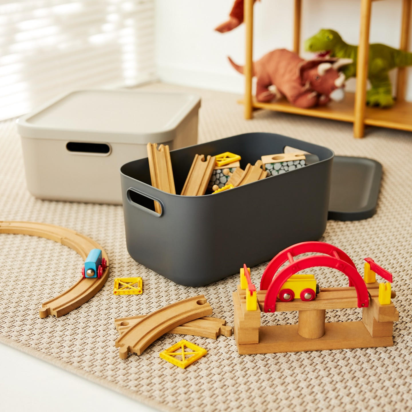 BOX MIT DECKEL    39,5/23,5/17,7 cm  - Anthrazit, Basics, Kunststoff (39,5/23,5/17,7cm) - Rotho