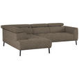 ECKSOFA in Chenille Hellbraun  205/280 cm  - Hellbraun/Schwarz, Design, Textil/Metall (205/280cm) - Xora
