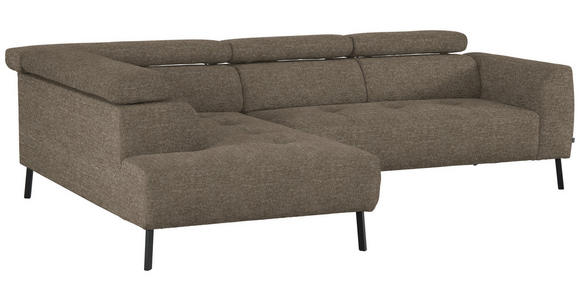 ECKSOFA in Chenille Hellbraun 205/280 cm - Hellbraun/Schwarz, Design, Textil/Metall (205/280cm) - Xora