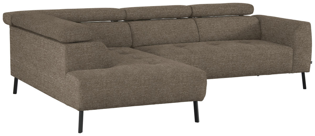 ECKSOFA in Chenille Hellbraun  205/280 cm  - Hellbraun/Schwarz, Design, Textil/Metall (205/280cm) - Xora