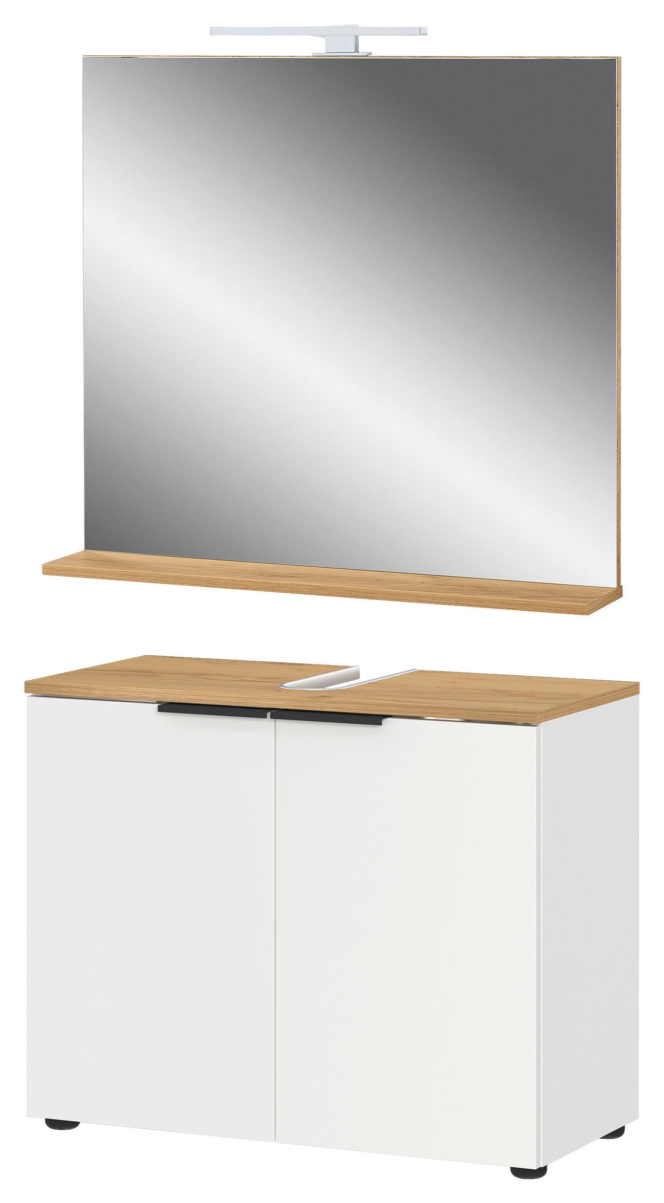 BADEZIMMER 2-teilig  in 76 cm  - Eichefarben/Schwarz, MODERN, Holzwerkstoff/Kunststoff (76cm) - Germania