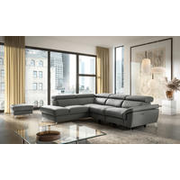 ECKSOFA  in Lederlook Echtleder Anthrazit  210/265 cm  - Chromfarben/Anthrazit, Design, Leder/Textil (210/265cm) - Livetastic