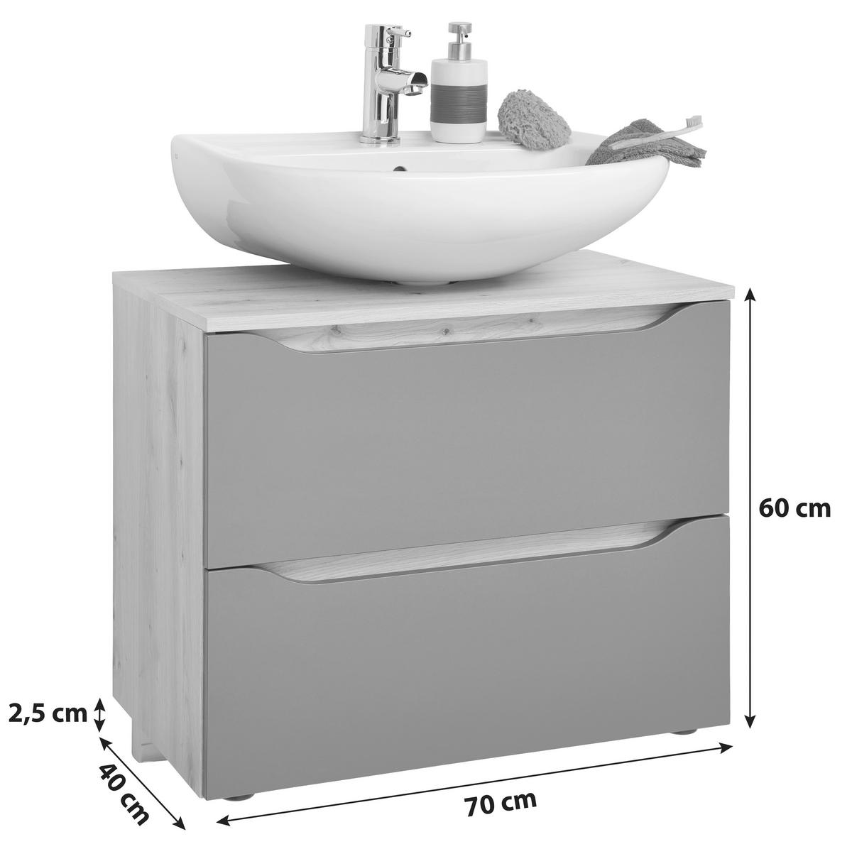 WASCHBECKENUNTERSCHRANK 70/60/40 cm  - Eichefarben/Anthrazit, MODERN, Holzwerkstoff/Kunststoff (70/60/40cm) - MID.YOU