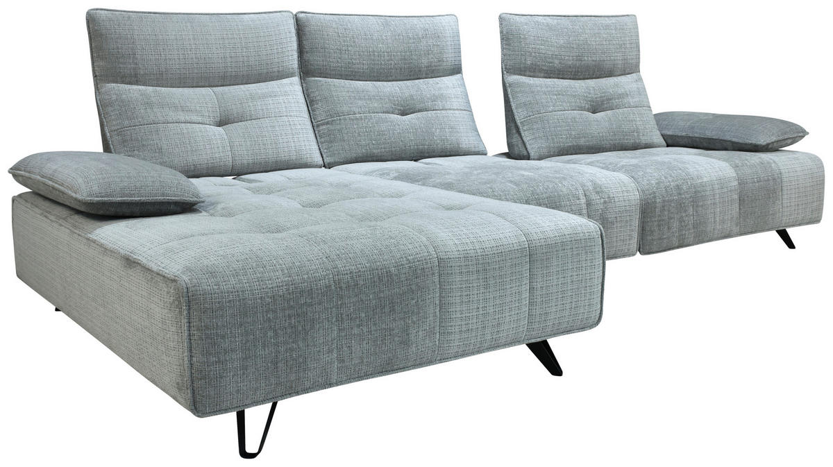 ECKSOFA Hellgrau Chenille  - Hellgrau/Schwarz, Design, Kunststoff/Textil (162/314cm) - Livetastic