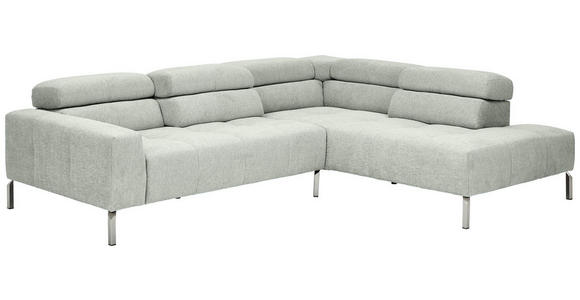 ECKSOFA Grau Flachgewebe - Chromfarben/Grau, KONVENTIONELL, Textil/Metall (282/224cm) - Hom`in