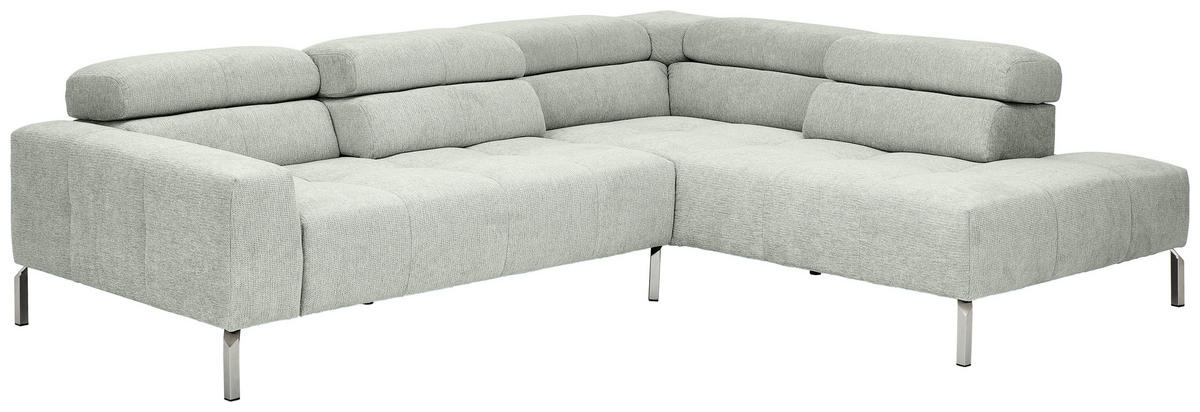ECKSOFA Grau Flachgewebe  - Chromfarben/Grau, KONVENTIONELL, Textil/Metall (282/224cm) - Hom`in