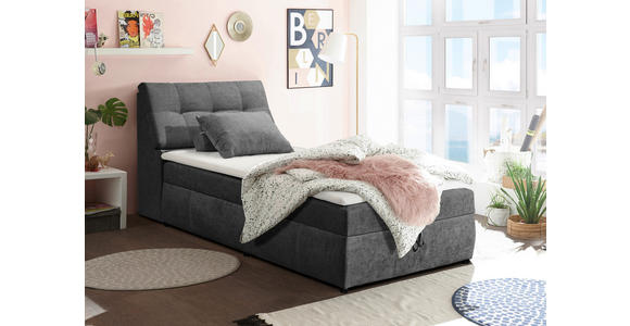 BOXBETT 120/200 cm  in Graphitfarben  - Schwarz/Graphitfarben, Design, Kunststoff/Textil (120/200cm) - Carryhome