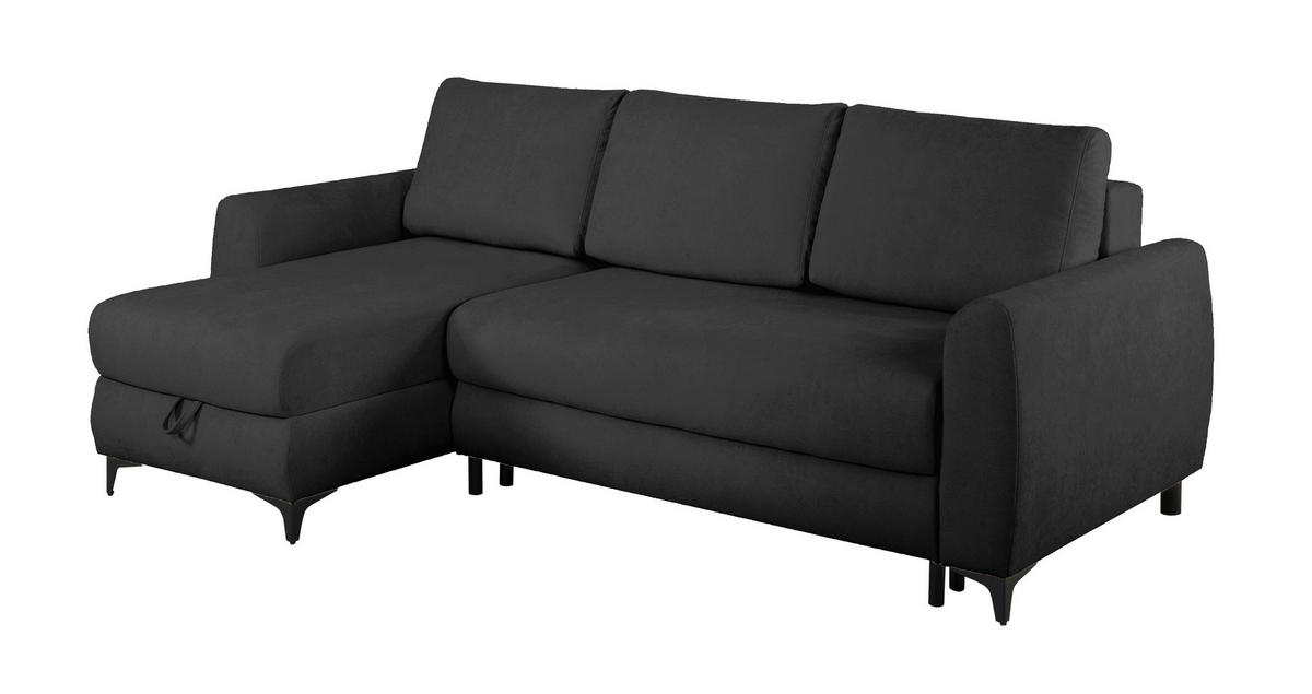 ECKSOFA Moli Anthrazit Bouclé  - Anthrazit/Schwarz, Design, Textil/Metall (236/148cm) - MID.YOU