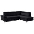 ECKSOFA  in Mikrofaser Schwarz  - Chromfarben/Schwarz, KONVENTIONELL, Textil/Metall (271/206cm) - Carryhome