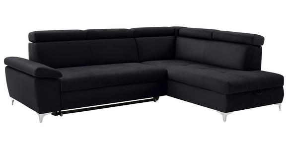 ECKSOFA  in Mikrofaser Schwarz  - Chromfarben/Schwarz, KONVENTIONELL, Textil/Metall (271/206cm) - Carryhome