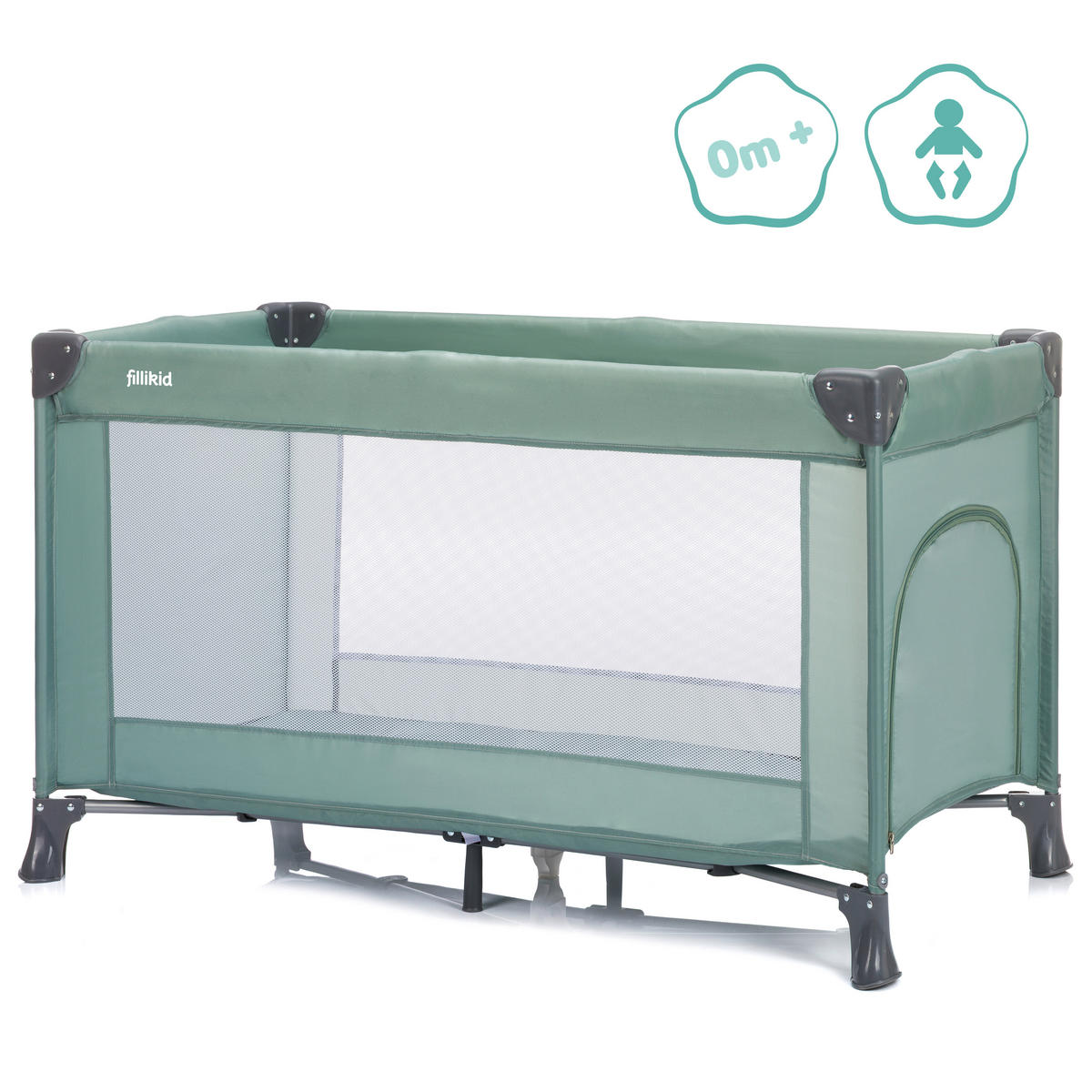 REISEBETT Türkis  - Türkis, Basics, Textil/Metall (120/60/76cm) - Fillikid