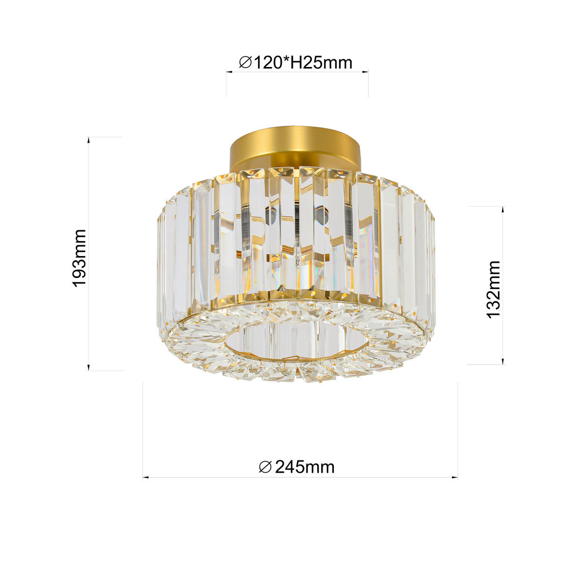 HÄNGELEUCHTE  - Goldfarben, KONVENTIONELL, Glas (18.6/24.5/24.5cm)