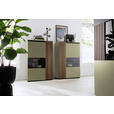 HIGHBOARD Nussbaumfarben, Schilfgrün  87/136/45 cm  - Schilfgrün/Anthrazit, Design, Glas/Holz (87/136/45cm) - Moderano