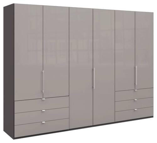 FALTTÜRENSCHRANK 300/216/58 cm 3-türig Hellgrau, Dunkelgrau  - Chromfarben/Dunkelgrau, KONVENTIONELL, Glas/Holzwerkstoff (300/216/58cm) - Venda