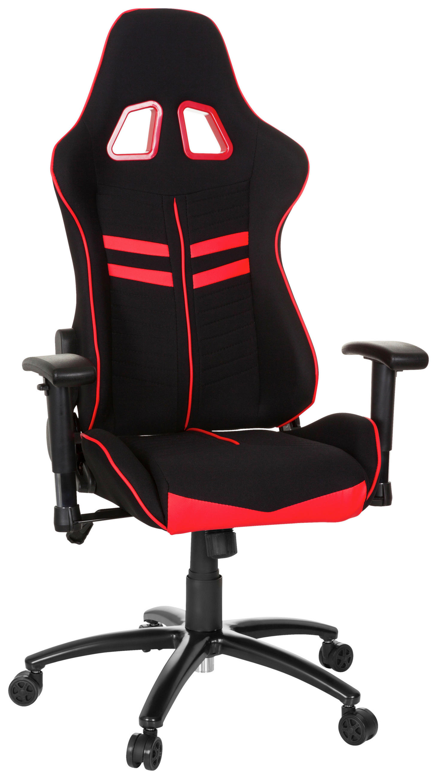 GAMING STOL umetna masa, tekstil rdeča, črna  - rdeča/črna, Moderno, kovina/umetna masa (72/138/63cm) - MID.YOU