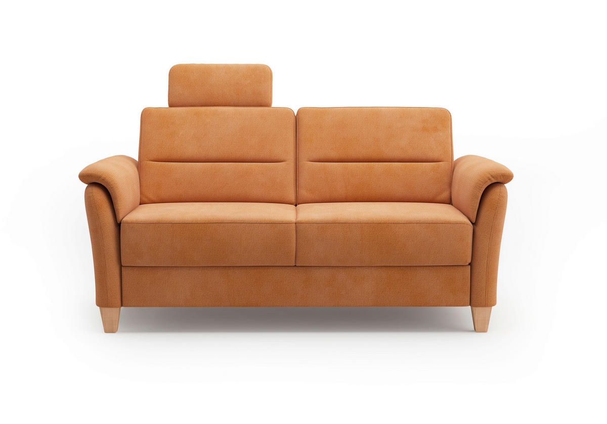 3-SITZER-SOFA Flachgewebe Terracotta  - Eichefarben/Terracotta, KONVENTIONELL, Holz/Textil (179/89/89cm) - Sit & More