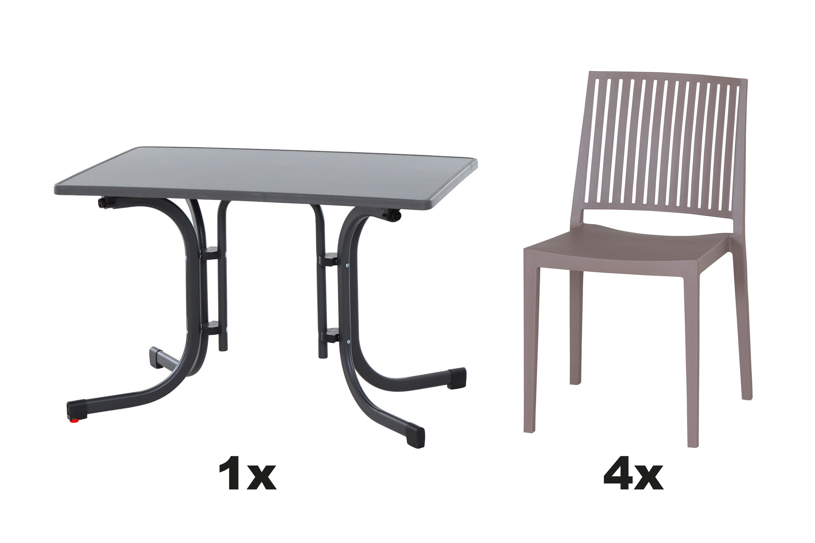 GARTENGARNITUR 5-teilig  - Taupe, Basics, Holzwerkstoff/Kunststoff (70/80/110cm) - Siena Garden