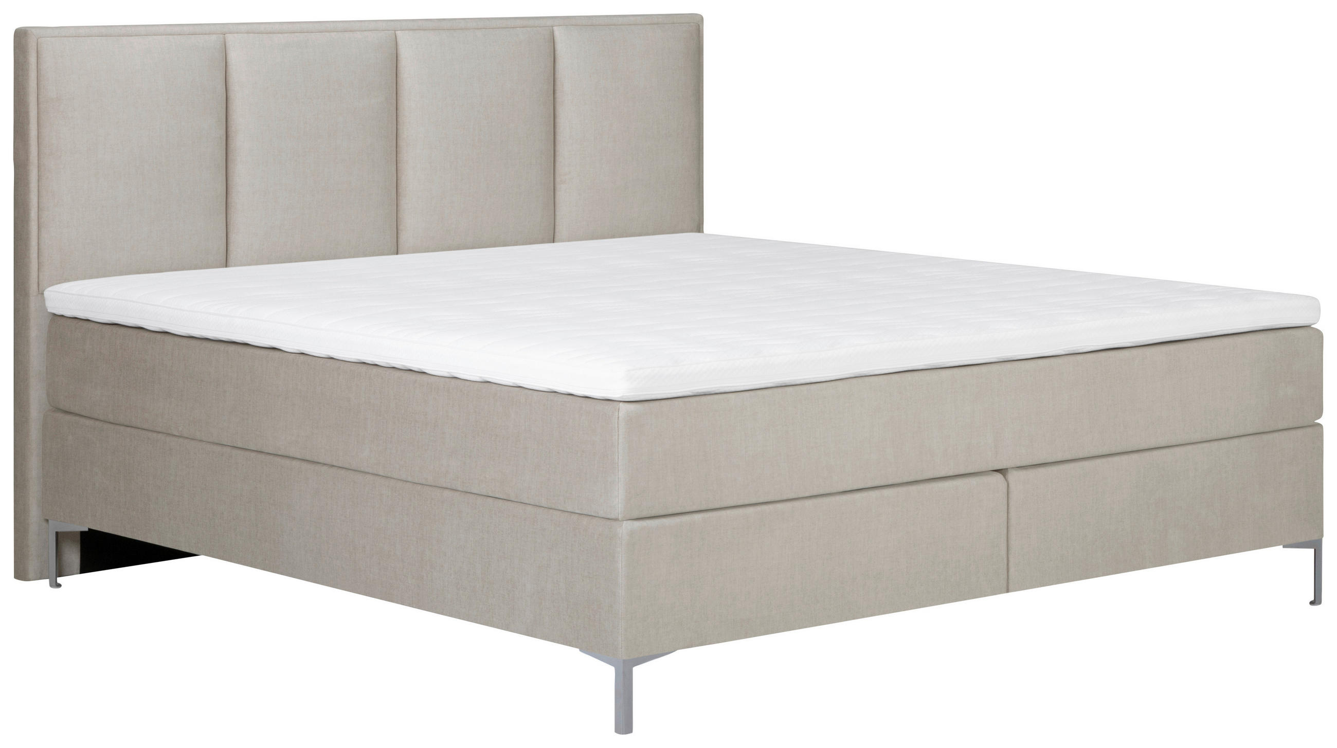 BOXSPRING-ÁGY 160/200 cm  bézs  - bézs/alumínium színű, Modern, textil (160/200cm) - MID.YOU
