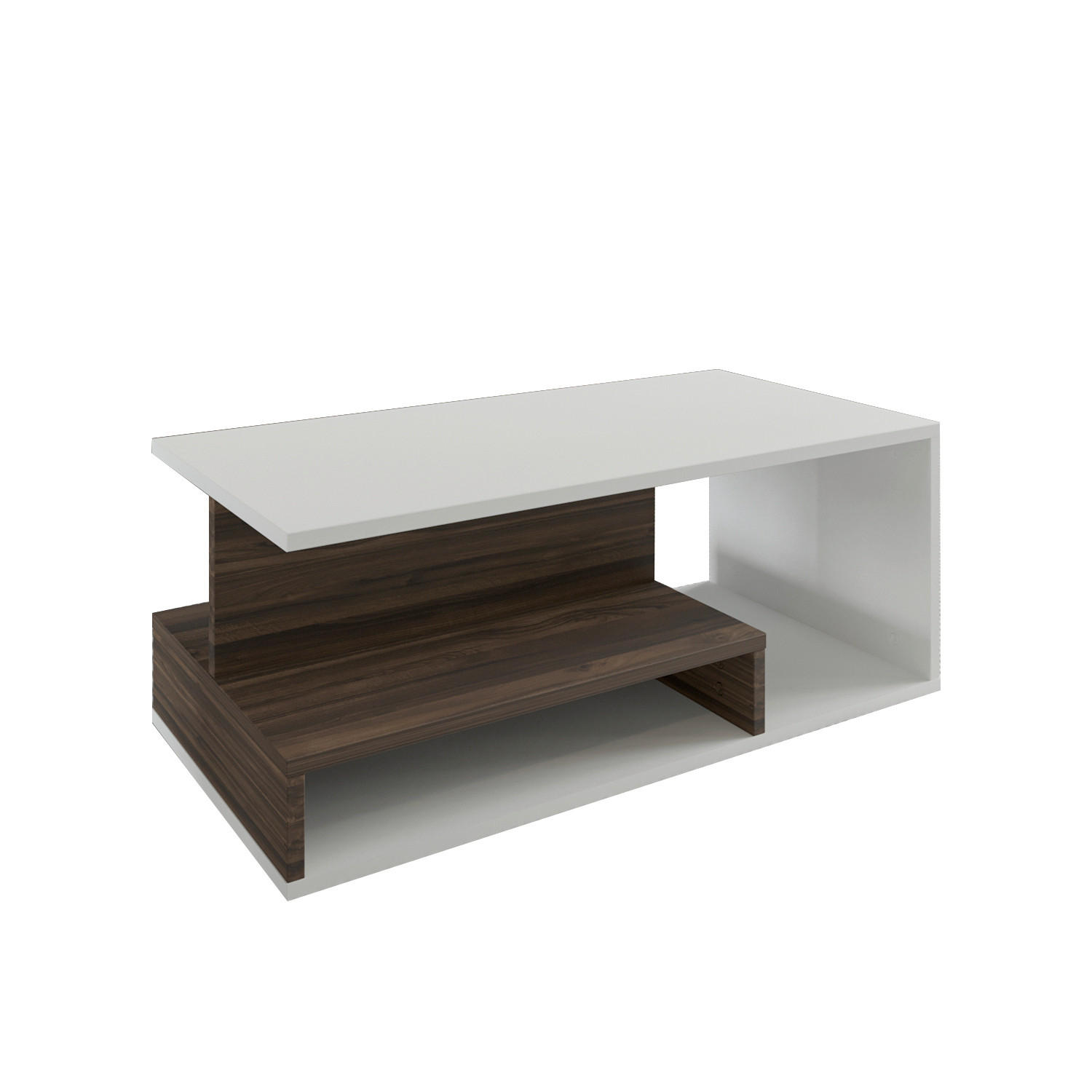 Livetastic Couchtisch Vera Couchtisch Weiß, Walnuss 45x35x90 cm
