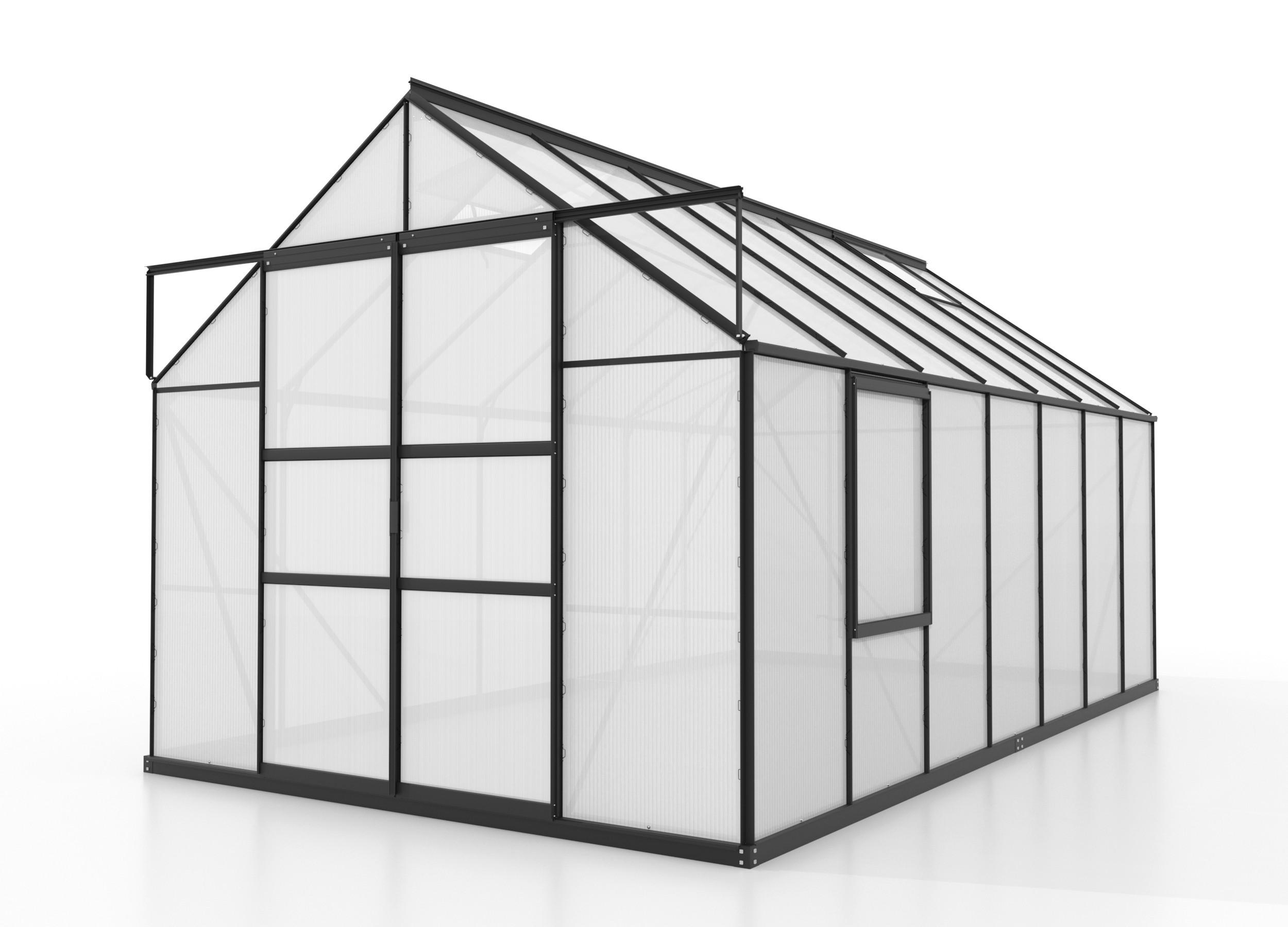 GEWÄCHSHAUSBAUSATZ - Schwarz, Basics, Glas/Metall (257/231,8/445cm)