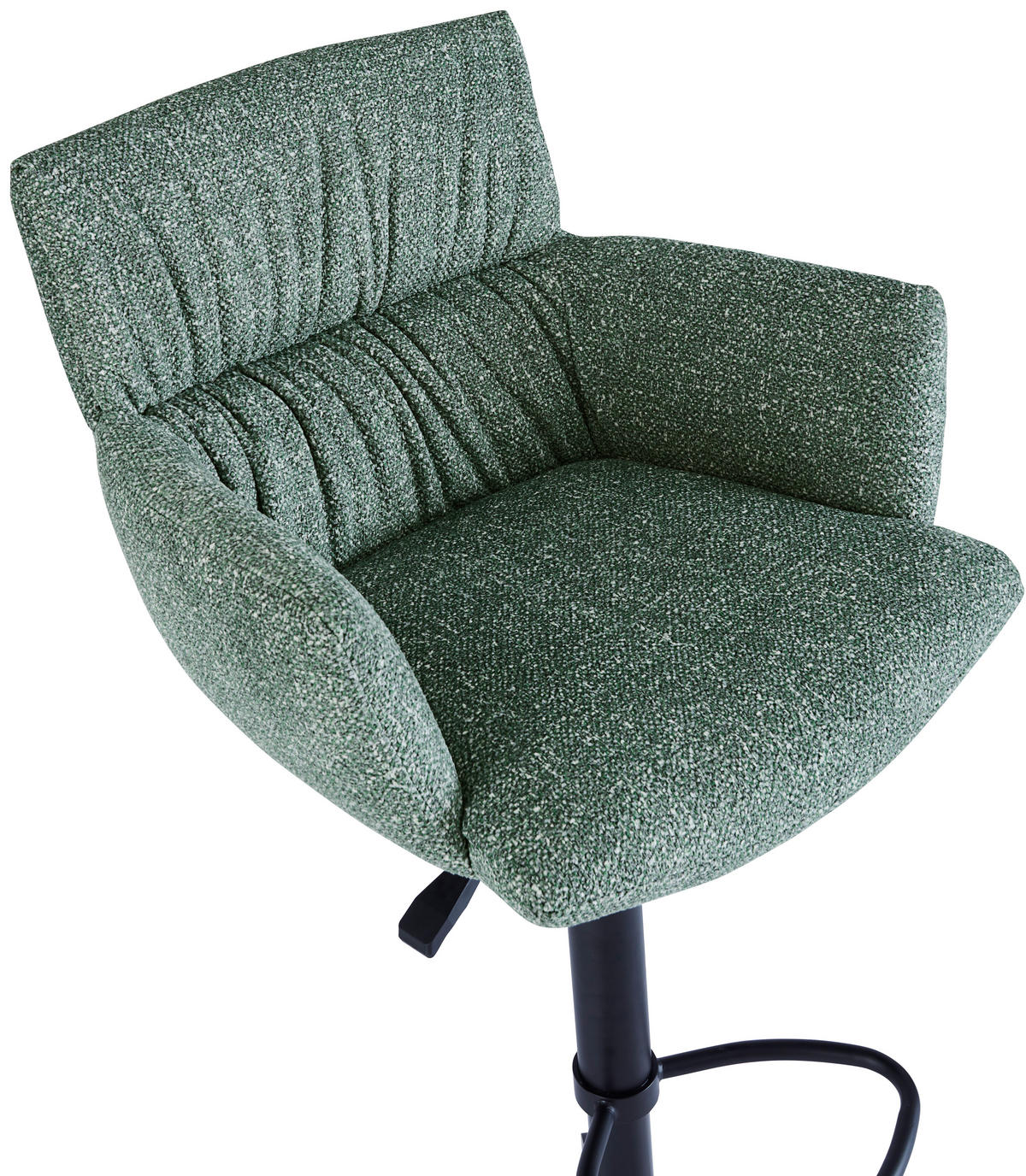 BARHOCKER Leinenoptik Olivgrün Eisen Sitzfläche 360° drehbar, automatische Rückholfunktion  - Schwarz/Olivgrün, Design, Textil/Metall (58/88-112/58cm) - Dieter Knoll