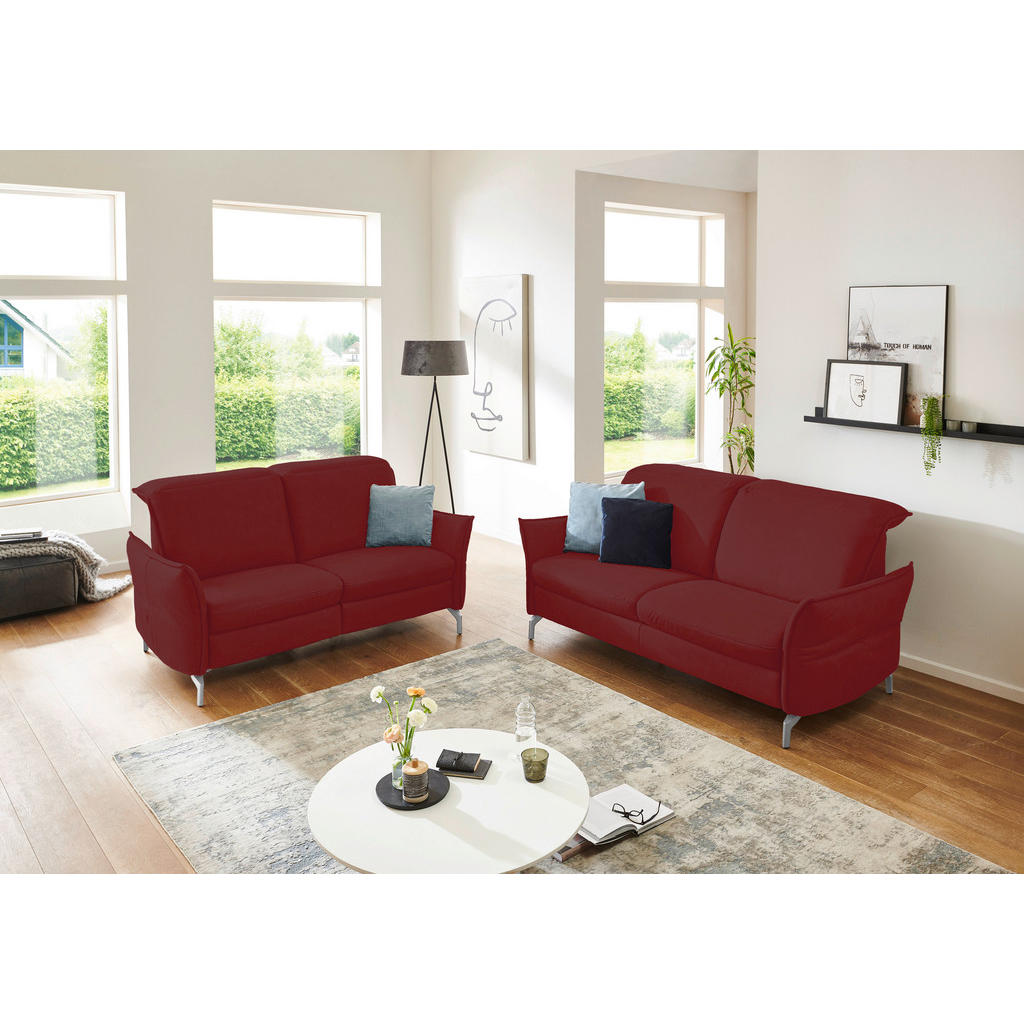 Thumbnail - Livetastic 2-Sitzer-Sofa, Rot, Textil, Füllung: Schaumstoff, 154x89x109 cm, Made in EU, Hocker erhältlich, motorische Re...