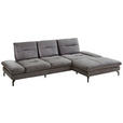 ECKSOFA Dunkelgrau Mikrofaser  - Dunkelgrau/Schwarz, KONVENTIONELL, Textil/Metall (284/176cm) - Carryhome
