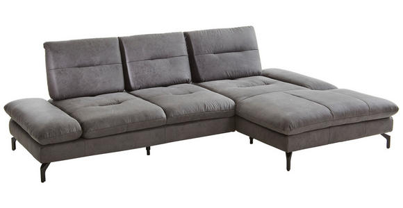 ECKSOFA Dunkelgrau Mikrofaser  - Dunkelgrau/Schwarz, KONVENTIONELL, Textil/Metall (284/176cm) - Carryhome