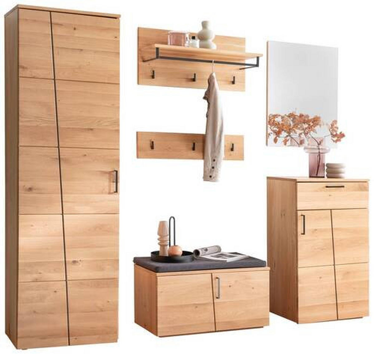GARDEROBE 7-teilig  in 220/198/40 cm  - Eichefarben/Anthrazit, Natur, Holz/Holzwerkstoff (220/198/40cm)