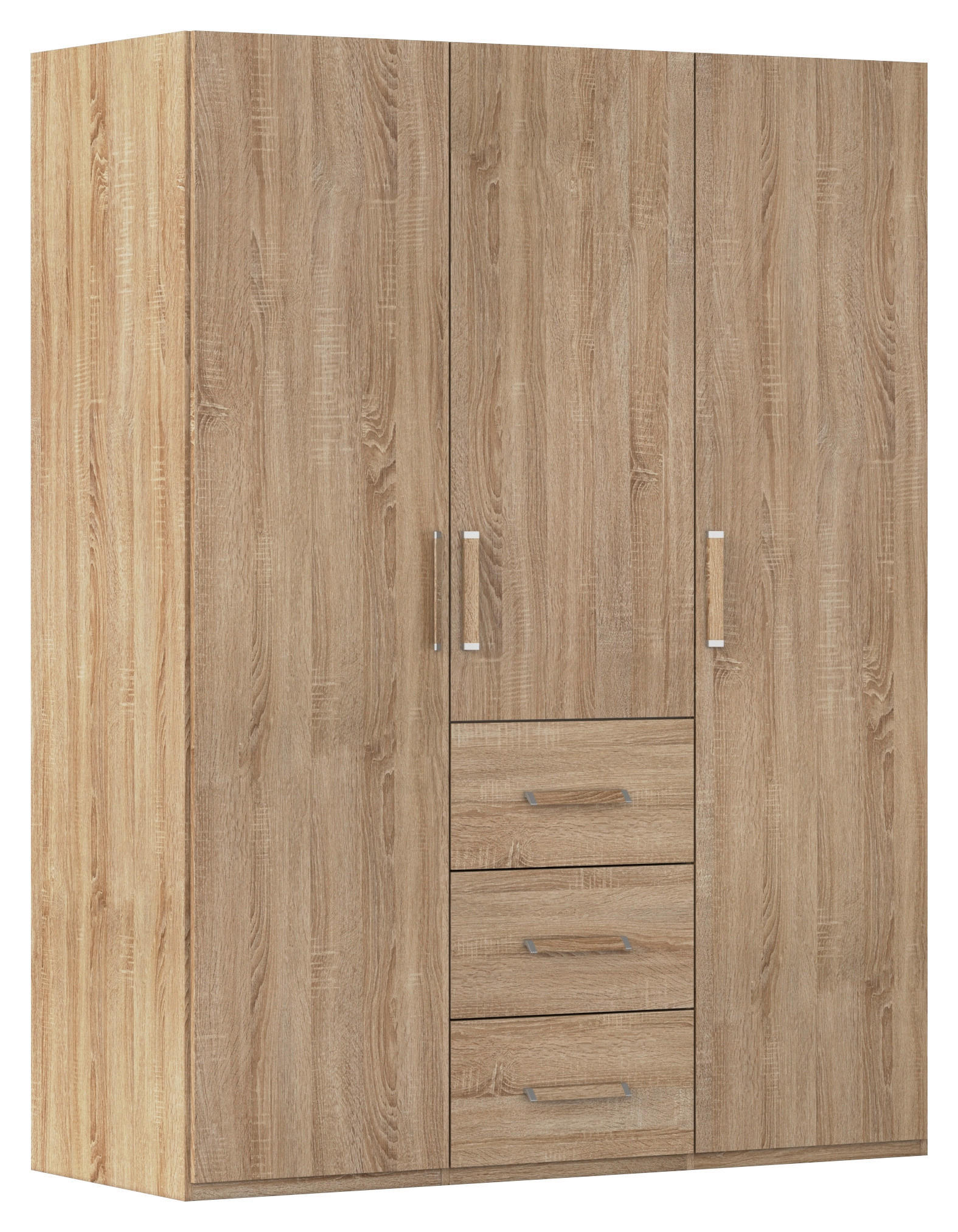OMARA S KLASIČNIMI VRATI, hrast sonoma  - hrast sonoma/barve srebrnega hrasta, Design, umetna masa/leseni material (151/197/60cm) - Novel