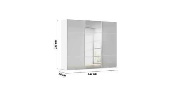 SCHWEBETÜRENSCHRANK in Grau, Weiß - Weiß/Grau, KONVENTIONELL, Glas/Holzwerkstoff (242/223/68cm) - Novel