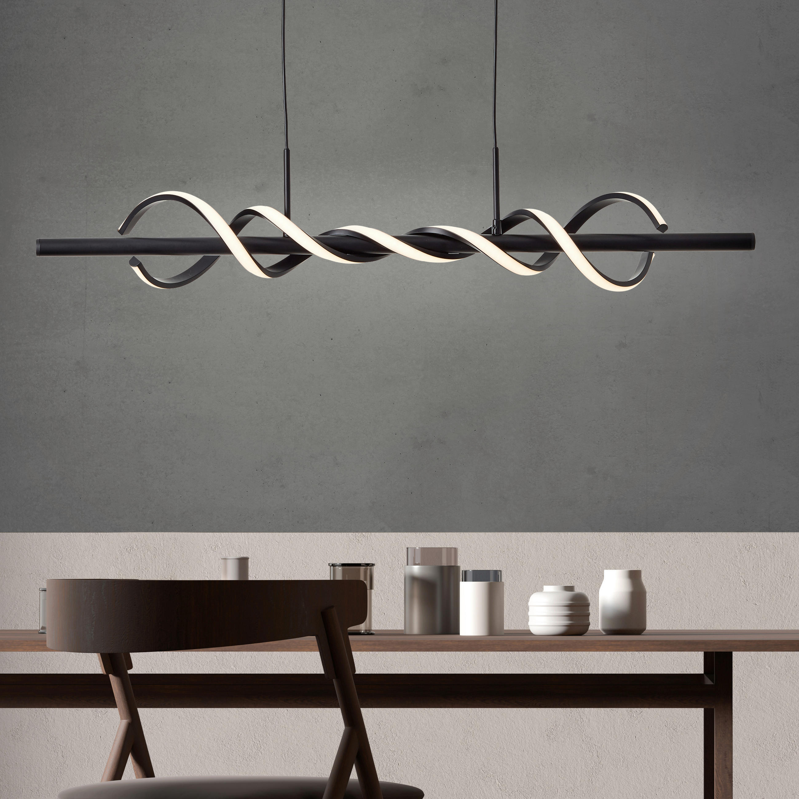 LED-PENDELLEUCHTE - Schwarz, Design, Kunststoff/Metall (150/95,5/18cm) - Brilliant